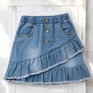 Baby Girls Ruffled Denim Skirt